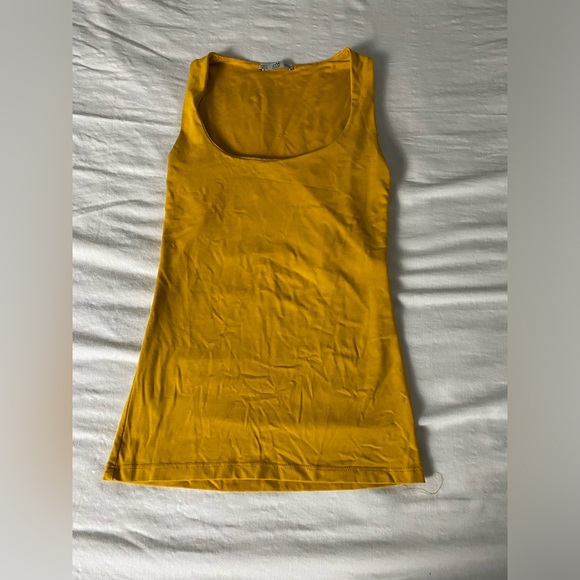 Zara Mustard Yellow wide strap square neckline tank top - stretch. Small - Picture 2 of 2
